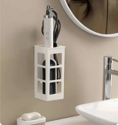 Zdesign Organizador de ferramentas de cabelo, suporte de parede, organizador de ferramentas de banheiro para modelar, chapinha, alisador e secador de cabelo, armazenamento e organizador de banheiro