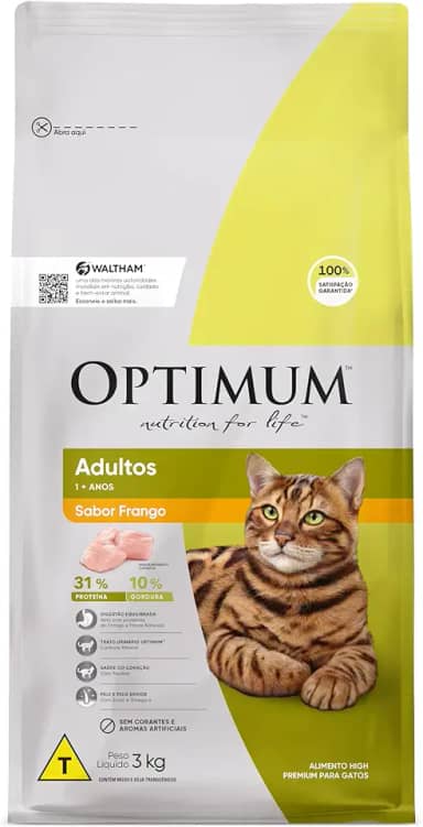 Ração Optimum para Gatos Adultos Sabor Frango 3kg