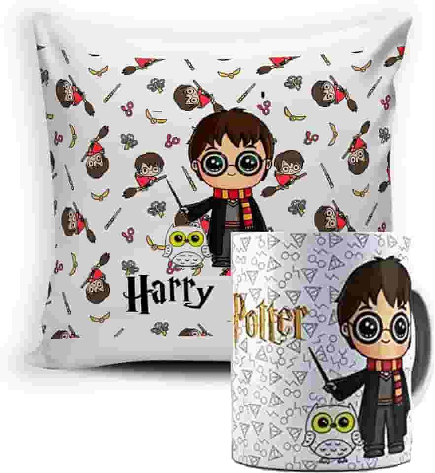 KIT Caneca Harry Potter + Almofada Chibi