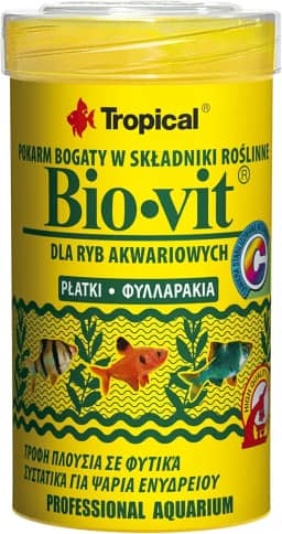 Tropical Bio Vit - Ração Vegetal Em Forma De Flocos Para Uma Alimentação Diária Dos Peixes Herbívoros E Onívoros - Pote 20G