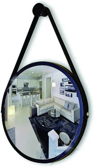 Reduna ESPELHO REDONDO ADNET 40CM PRETO ALÇA PRETA + SUPORTE