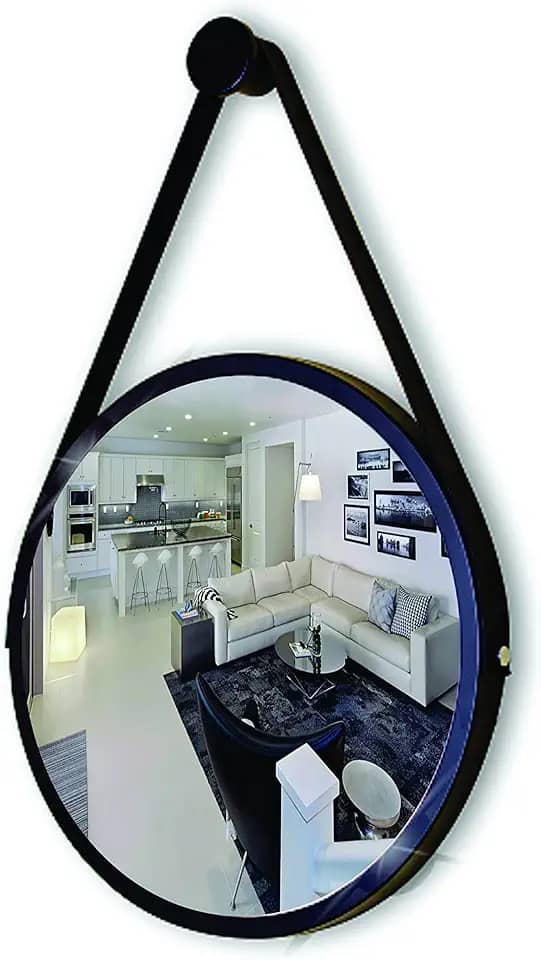 Reduna ESPELHO REDONDO ADNET 40CM PRETO ALÇA PRETA + SUPORTE