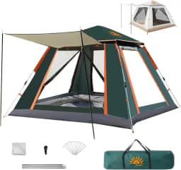 Barraca de Camping 2-4 Pessoas Impermeável Automática com Mosquiteiro, Dobrável, Com Vobertura Camping Equipamentos, Upgrade: Impermeável + FPS