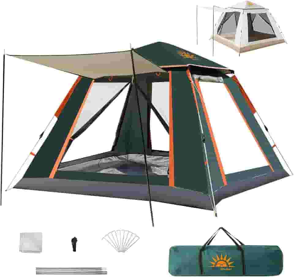 Barraca de Camping 2-4 Pessoas Impermeável Automática com Mosquiteiro, Dobrável, Com Vobertura Camping Equipamentos, Upgrade: Impermeável + FPS