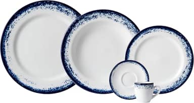 Serviço de Jantar e Café 20 Peças em Porcelana, Decoração Névoa Azul, Porcelana Schmidt