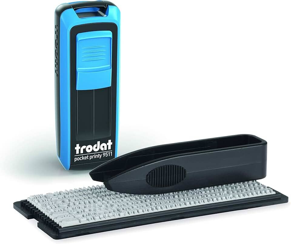 Trodat Pocket Printy 9511 Typo – Carimbo DIY (faça você mesmo) Bolso auto-tintado até 3 linhas de texto