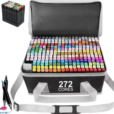 272 Cores Conjunto de Canetas Marcador Permanente Canetinhas para Colorir Touch com Ponta Dupla para Desenhos Profissional e Escolar Com bolsa de armazenamento de mochila e suporte para caneta