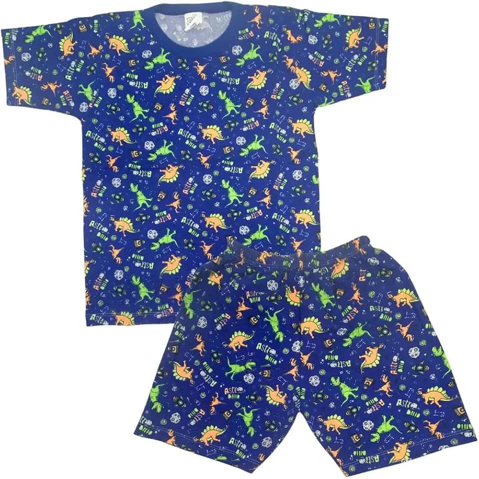 Pijama Infantil Menino a Juvenil de 1-16 anos - Conjunto Camiseta e Bermuda - MM Verão Masculino