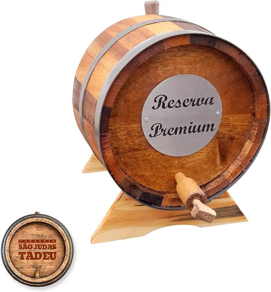 Barril Tonel Corote Carvalho Nacional 5 litros Cachaça Pinga Whisky Vinho Gim Scotch RESERVA PREMIUM