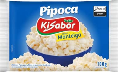 KiSabor, Pipoca de Microondas, Sabor Manteiga, 100 Gramas