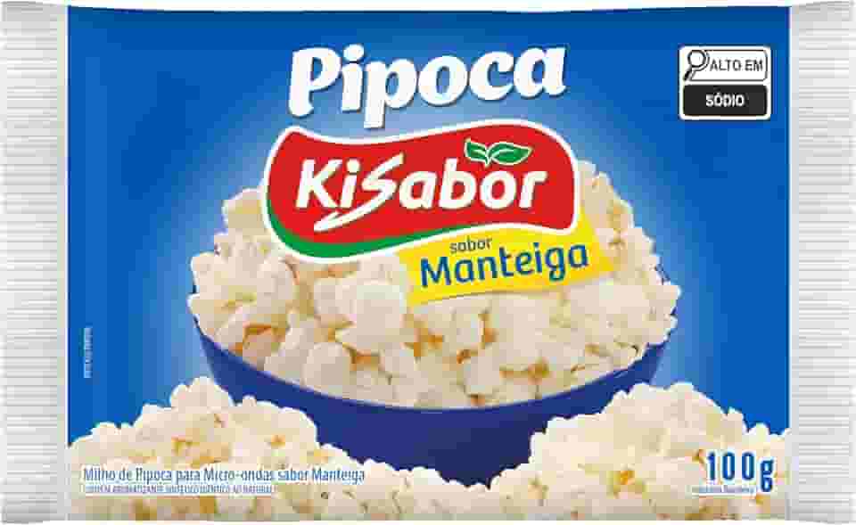 KiSabor, Pipoca de Microondas, Sabor Manteiga, 100 Gramas