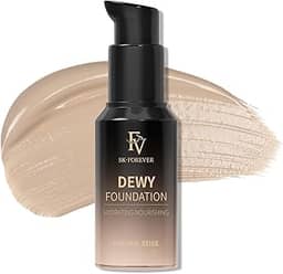 FV Base líquida de cobertura total, hidratante e ocultante, acabamento de manchas de longa duração, brilho impecável, base à prova d'água para pele mista, 3 ml (bege natural)