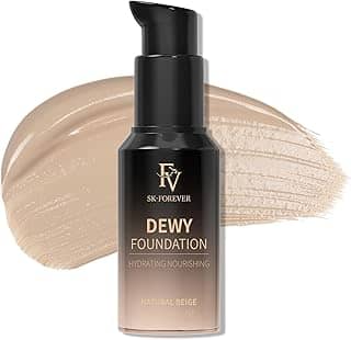 FV Base líquida de cobertura total, hidratante e ocultante, acabamento de manchas de longa duração, brilho impecável, base à prova d'água para pele mista, 3 ml (bege natural)