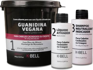 Kit Alisante K-Bell Guanidina Vegano - Alinhamento Capilar Seguro Sem Soda - Nutrição e Resistência com Ação Prolongada - 2x200g