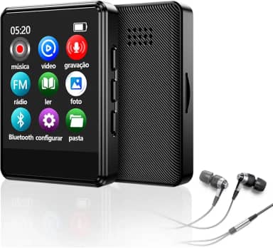 MP3 MP4 Player Bluetooth 5.3 Música Digital Portátil MP3 Player Bluetooth com Alto-falante Rádio FM Som sem Perdas HiFi Suporte TF Card de Até 128 GB Preto(APE/MP3/WMA/WAV)-FBA