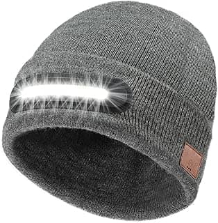 RANCOVY Gorro de LED com luz, unissex recarregável por USB para homens e mulheres, Cinza, Tamanho Único