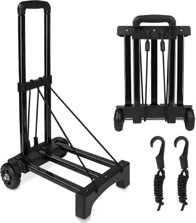 INSMEER Carrinho De Carga Dobrável - Capaz De Suportar ≈140 Kg, Equipado Com Dois Cordões Elásticos Para Fácil Transporte De Itens Pesados E Volumosos, Ideal Para Viagens (Preto)