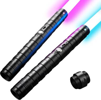 zlangsports 2 in 1 Dueling Lightsaber 15 RGB Colors Changeable 3 Modes with Fx Battle Sound Metal Hilt Light Sabers for Adults Kids Halloween Cosplay…