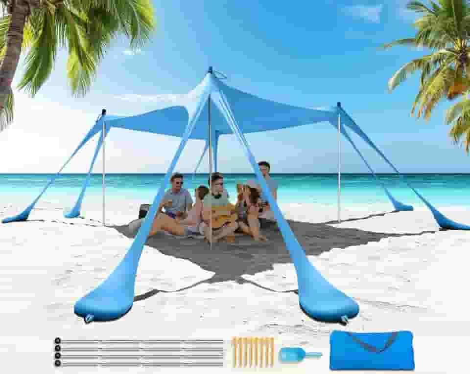 Barraca para Praia 3x3m, Abrigo Praia Guarda-Sol, Tenda, Tenda de Praia, PortáTil para FamíLia para 4 A 8 Pessoas, Barraca de Praia, Gazebo, Tenda Gazebo, Tenda Camping, Guarda Sol
