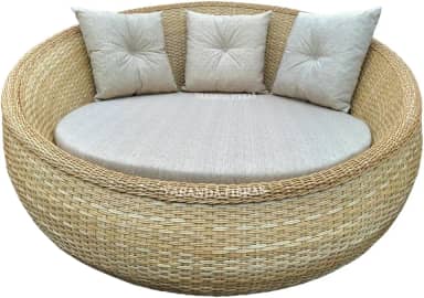 Poltrona Redonda Chase Cor Palha Sofá Redondo Namoradeira Jardim área Externa e Interna Varanda