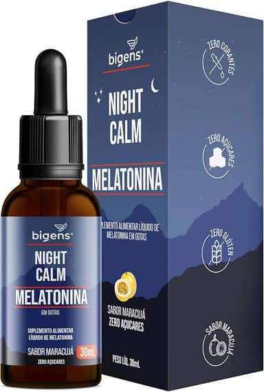 Night Calm Melatonina em gotas, 30 mL, Biogens (Maracujá)