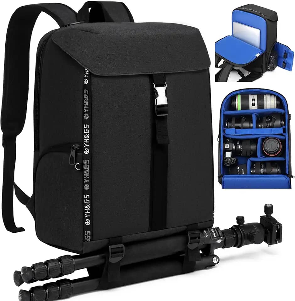 GOTECH Mochila para câmera, bolsa de câmera para fotógrafo profissional DSLR/SLR capas de câmera sem espelho, compatível com compartimento de laptop de 15,6 polegadas, mochila de viagem para