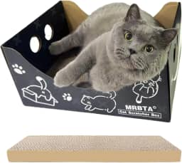 WRBTA Caixa arranhadora para gatos e cama para gatos com almofada de papelão dupla face recarregável, arranha e dorme, fácil de limpar e montar, arranhadores para gatos