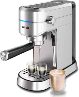 Máquina de café expresso wirsh, máquina de café expresso de 20 bar com vaporizador comercial para latte e cappuccino, máquina de café Expresso com tanque de água removível de 1,2 l, aço inoxidável