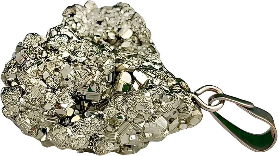 Colar Com Pingente De Pedra Pirita Natural Ajustável Amuleto Prosperidade