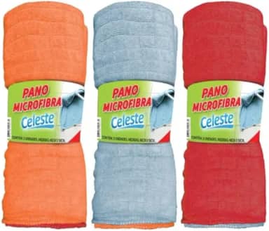 Pano de Chão Pacote 3 Cores Mistas em Microfibras 48x58cm