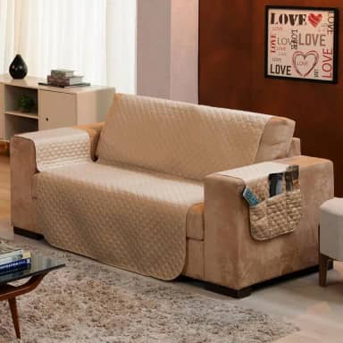 Protetor de Sofá 2 Lugares - Prático, Macio e Lavável, Ideal para Casas com Pets e Crianças – Ótimo Custo-Benefício – FV Enxovais (Avelã, 2 Lugares)