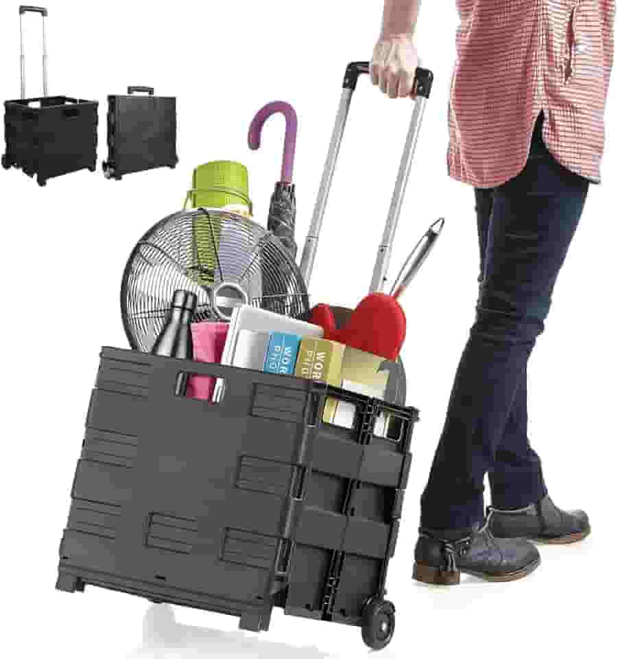 Carrinho Compras Feira Cesta Caixa Dobrável C/Rodinhas