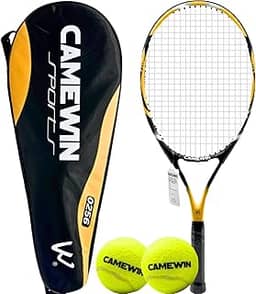 Raquete de Tênis Liga de Alumínio Alto Desempenho 27 Polegadas com Estojo + 2 Bolas de Tênis e Bag de Armazenamento Camewin
