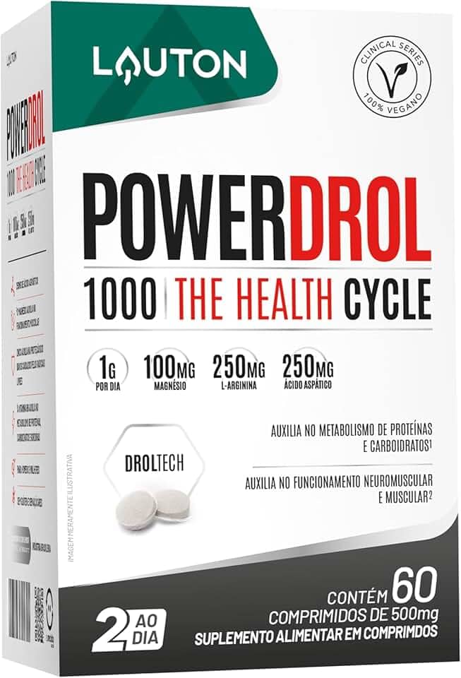 Powerdrol Precursor Pre Hormonal com Arginina, Acido Aspartico, Boro, Zinco, B6, Magnésio - Lauton Suplementos