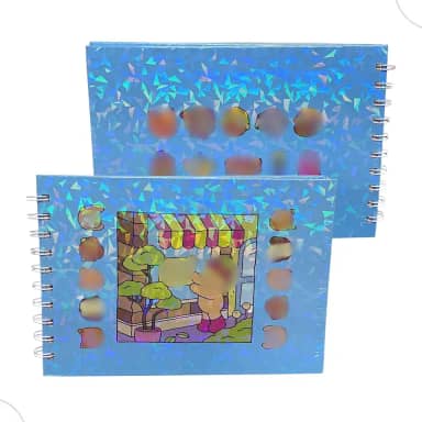 Livro de Colorir com 48 Folhas Papel Grosso Capa Dura Brilhante Holográfica vem com folha protetora de acetato (Azul)