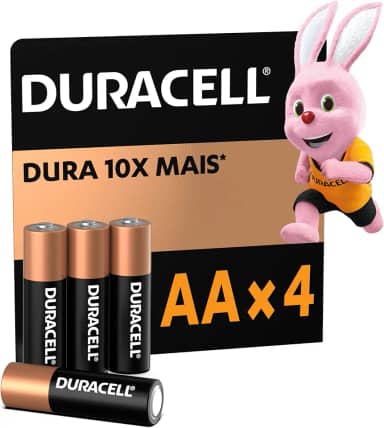 Duracell Pilha Alcalina AA Pequena Com 4 Unidades
