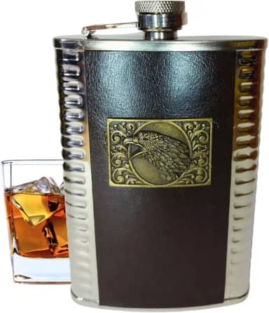 Cantil de Bolso Inox Porta Bebida Whisky Vodca 9Oz 266Ml (Águia)