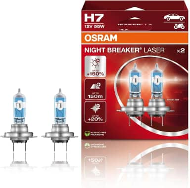 Lâmpada H7 OSRAM Night Breaker Laser, Luz Branca/Amarela