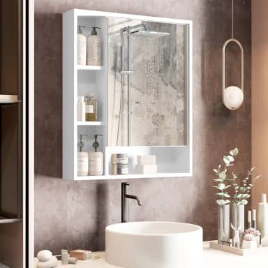 ARMARIO ESPELHEIRA COM PORTA PARA BANHEIRO OLIMPIA - Genérico - Montagem na Parede - Espelho - Espelho - 60 cm x 10 cm