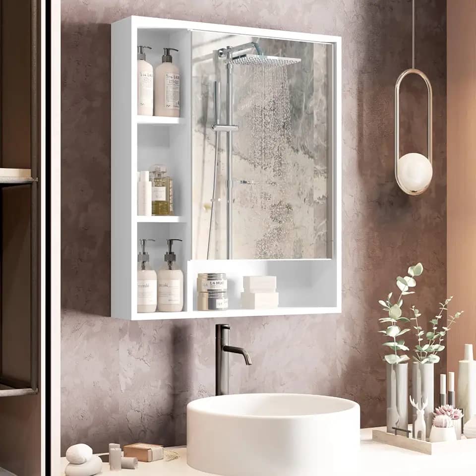 ARMARIO ESPELHEIRA COM PORTA PARA BANHEIRO OLIMPIA - Genérico - Montagem na Parede - Espelho - Espelho - 60 cm x 10 cm