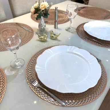 Jogo Americano Redondo 6 Lugares Sousplat Mesa Posta (Modelo 5 - Rosê)