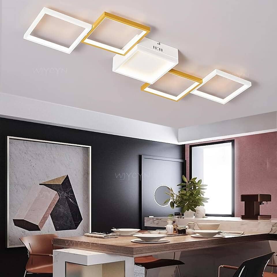 Luminária de teto LED moderna de 75W para sala de estar, com design dimerizável, 100 cm de comprimento x 40 cm de largura, em metal, com controle remoto, estilo lagarta, para sala de jantar