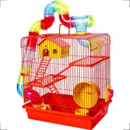 Gaiola Hamster Super Luxo Labirinto 3 Andares Vermelha