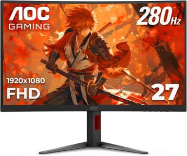 AOC C27G4ZH Monitor de jogos ultrarrápido curvado sem moldura de 27 polegadas, FHD 1080p, 0,3ms 280Hz, HDMI/DP, altura ajustável, garantia de zero pixel morto de 3 anos, preto, compatível com switch