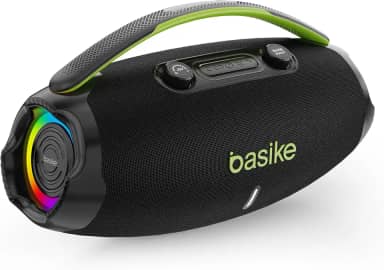 Caixa de Som Bluetooth 80w(MAX) /TWS/FM, Botão Ajustável do Subwoofer com Luz RGB LED de Ritmo para Festas, Praia e Acampamentos, Verde