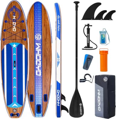 Prancha de stand up paddle inflável 11' × 33" × 6", prancha de ioga com acessórios duráveis para adultos e jovens, prancha de remo versátil