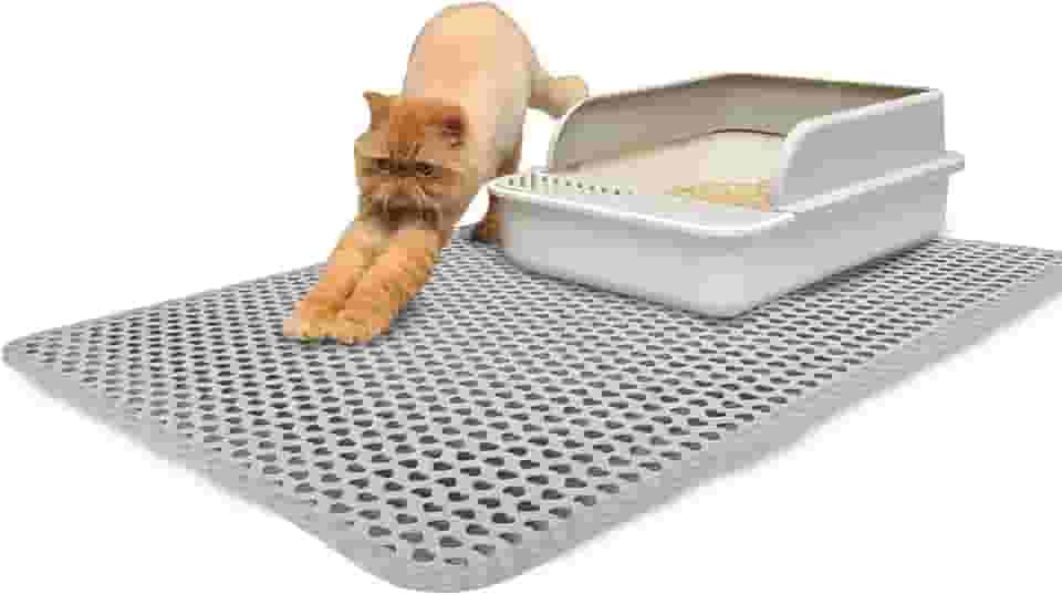 Tapete Coletor de Areia para Gatos Limpa Patas YOLOPET – Cinza, Tamanhos Variados, Impermeável, Fácil de Limpar (M (60x45), Coração)