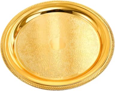 AFXGUSD Bandeja de Armazenamento, Prato de Servir para Camping, Prato de Jantar, Prato de Liga de Alumínio para áreas Externas, Ouro, Tamanho real