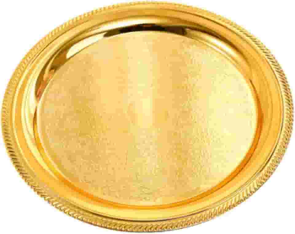 AFXGUSD Bandeja de Armazenamento, Prato de Servir para Camping, Prato de Jantar, Prato de Liga de Alumínio para áreas Externas, Ouro, Tamanho real