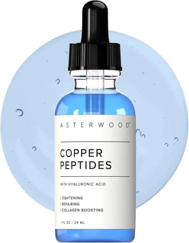 Asterwood Sérum de peptídeos de cobre para o rosto – aperta, reparador, aumento de colágeno – com GHK- e ácido hialurônico – 1 ml